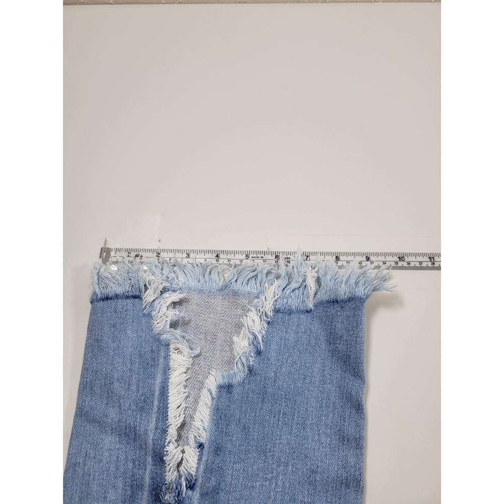 KanCan Flare Jeans Womens 3/25 Light Blue Excellent Distressed Split Frayed Hem - Picture 7 of 10
